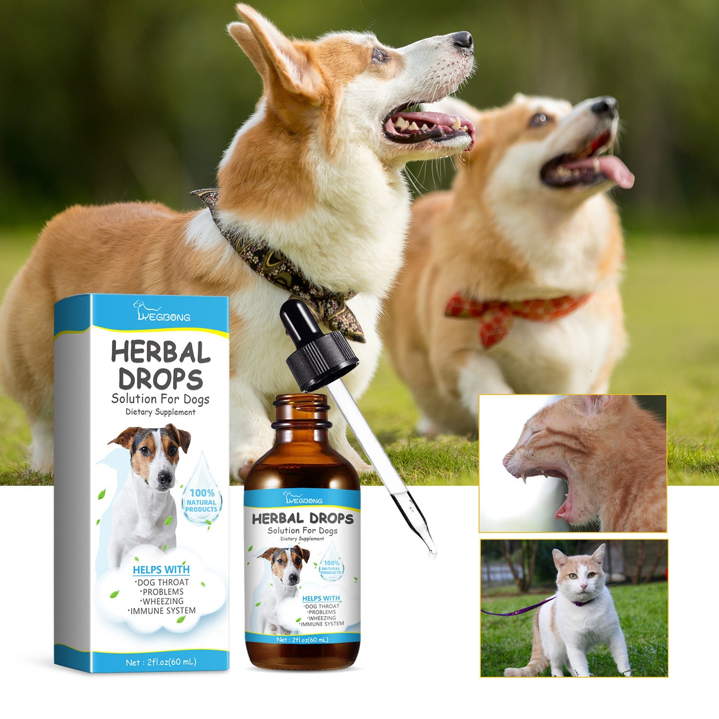 Pet Cough Herbal Drops Relieve Pet Physical Discomfort Cough Runny Nose