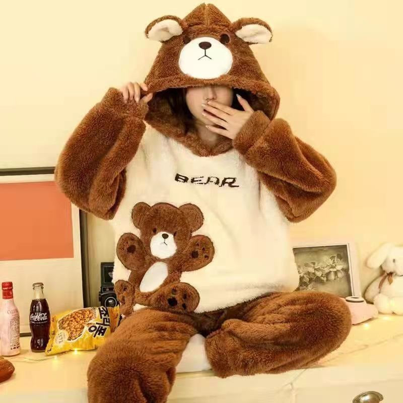 Coral Fleece Winter Warm Homewear Suit