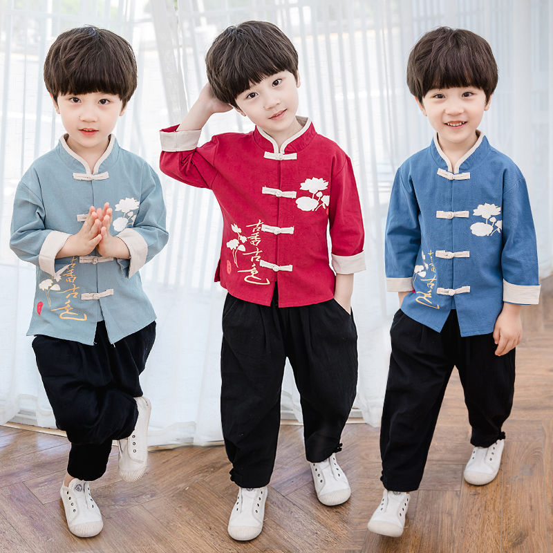 Hanfu Boy Spring And Autumn Long-sleeved Autumn Cotton And Linen