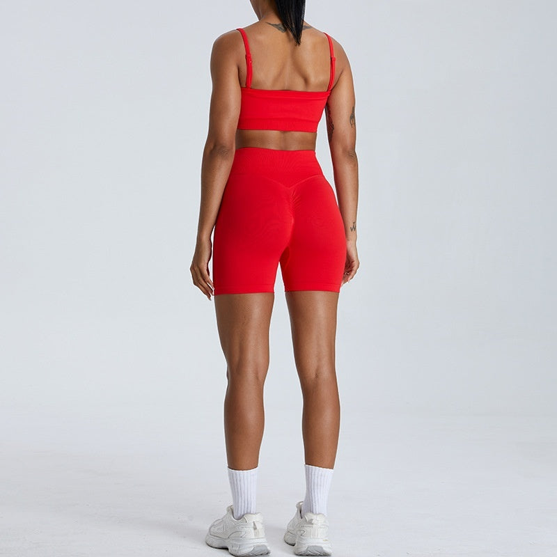 Seamless Dopamine Peach Exercise Suit