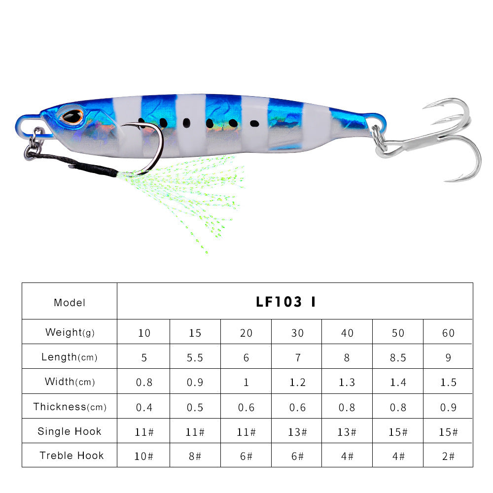 Luya Bait Submerged Tossing Lure Iron Plate Luminous Fish Lead With Treble Hook