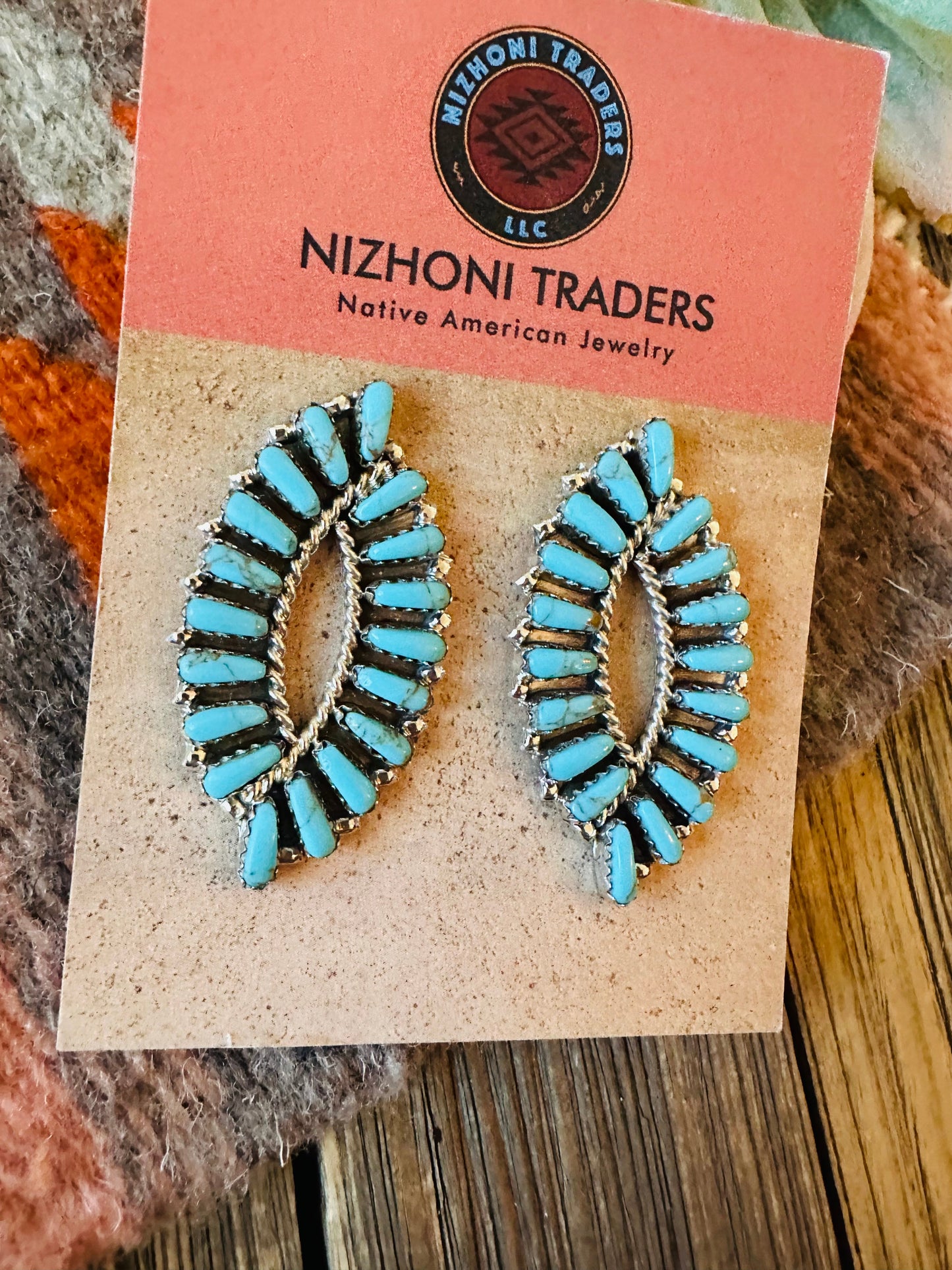 Handcrafted Sterling Silver & Turquoise Fishtail Post Earrings