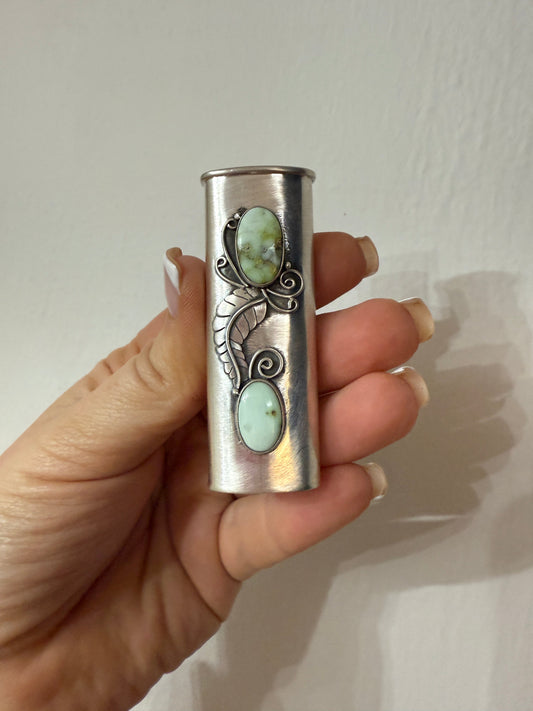 Handmade Sterling Silver & Palomino Turquoise Lighter Cover