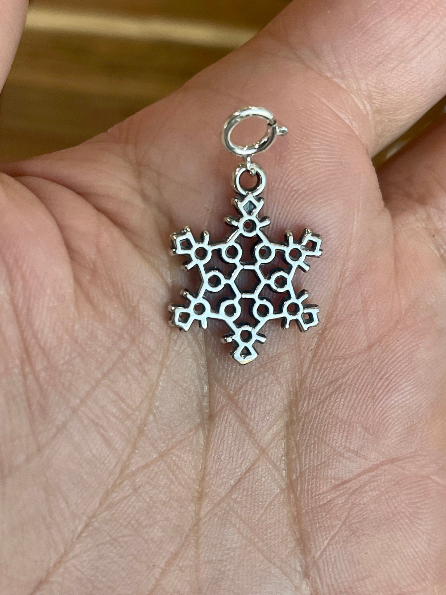 Handcrafted Sterling Silver CHRISTMAS SNOWFLAKE Charm
