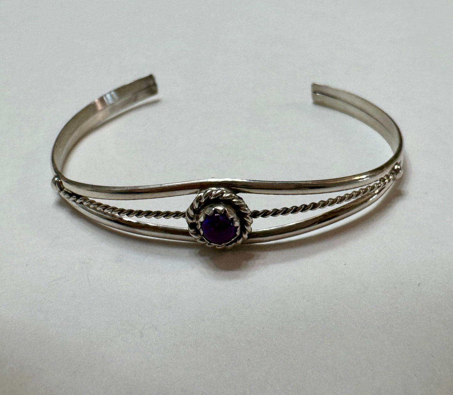 Handcrafted Purple Opal & Sterling Silver Baby Child Cuff Bracelet