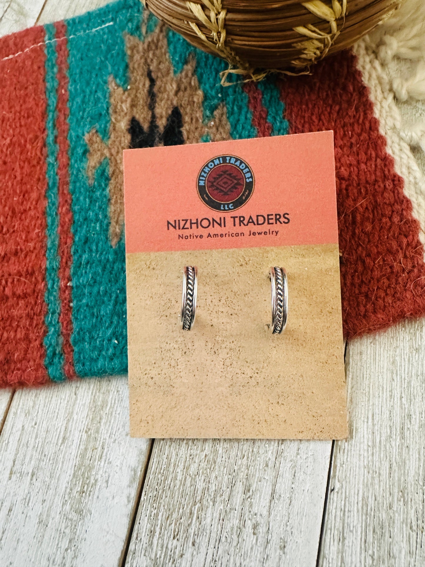 Handcrafted  Hand Stamped Sterling Silver Hoop Earrings