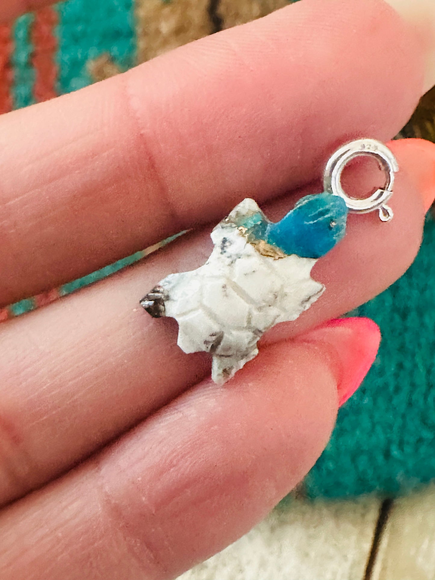 Handcrafted & Hand Carved Blue Mojave Turtle Charm