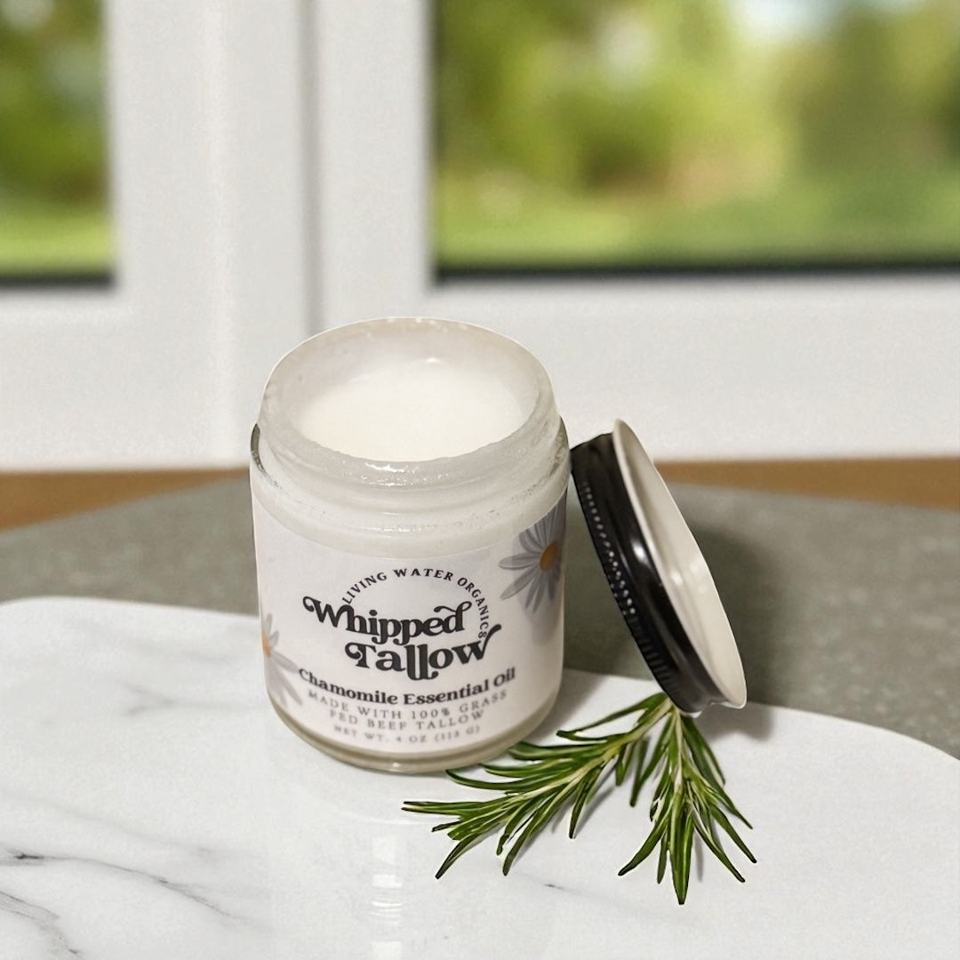 100% Grass Fed Whipped Tallow for Face, Hair, and Skin, Natural Tallow