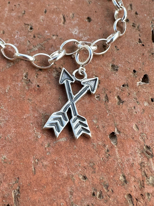 Handcrafted Sterling Silver Double Arrow  Charm
