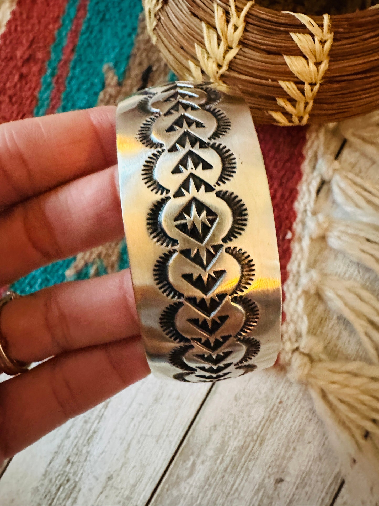 Handcrafted & Hand Stamped Sterling Silver Cuff Bracelet