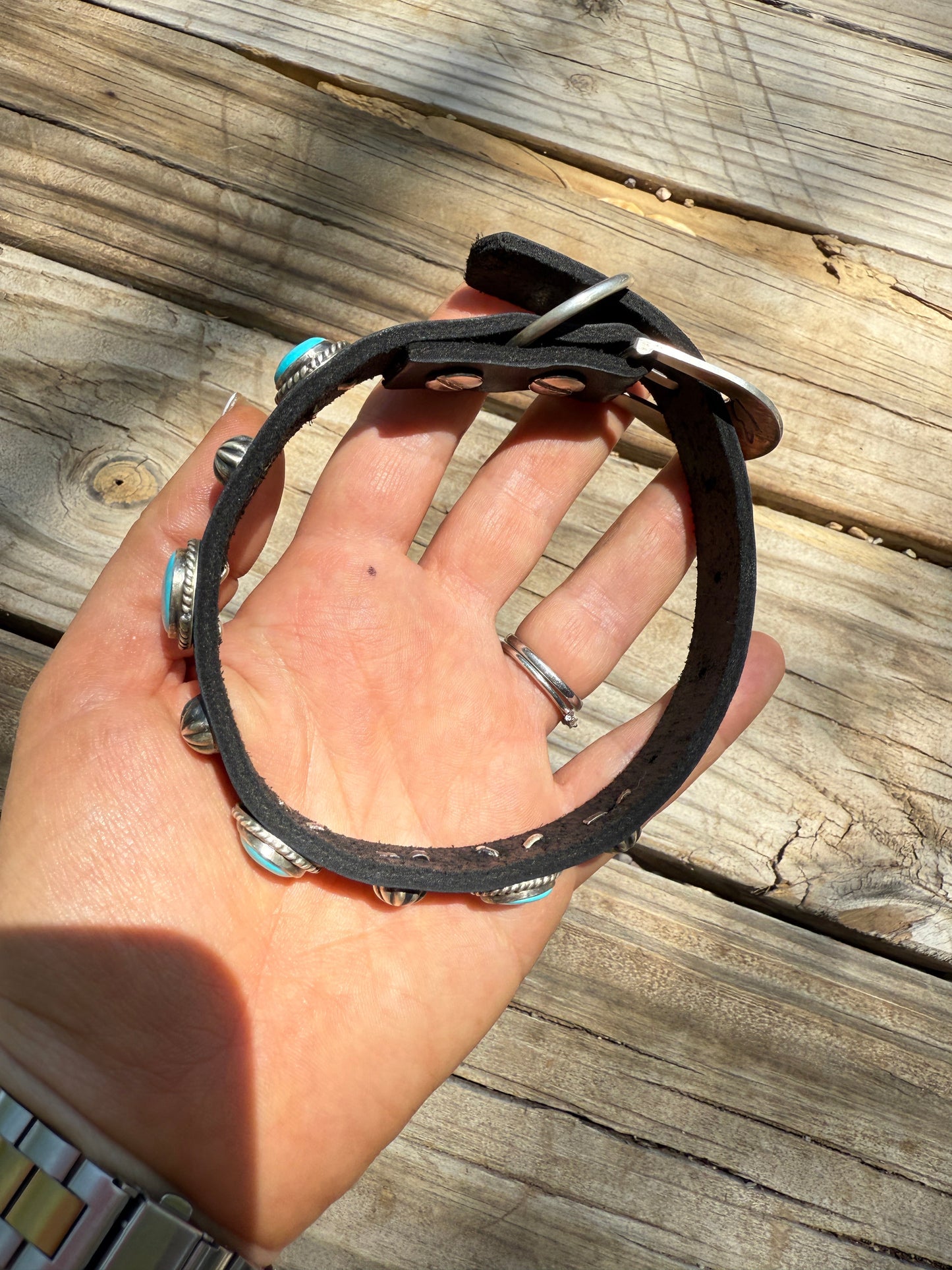 Handcrafted Turquoise Leather Dog Collars