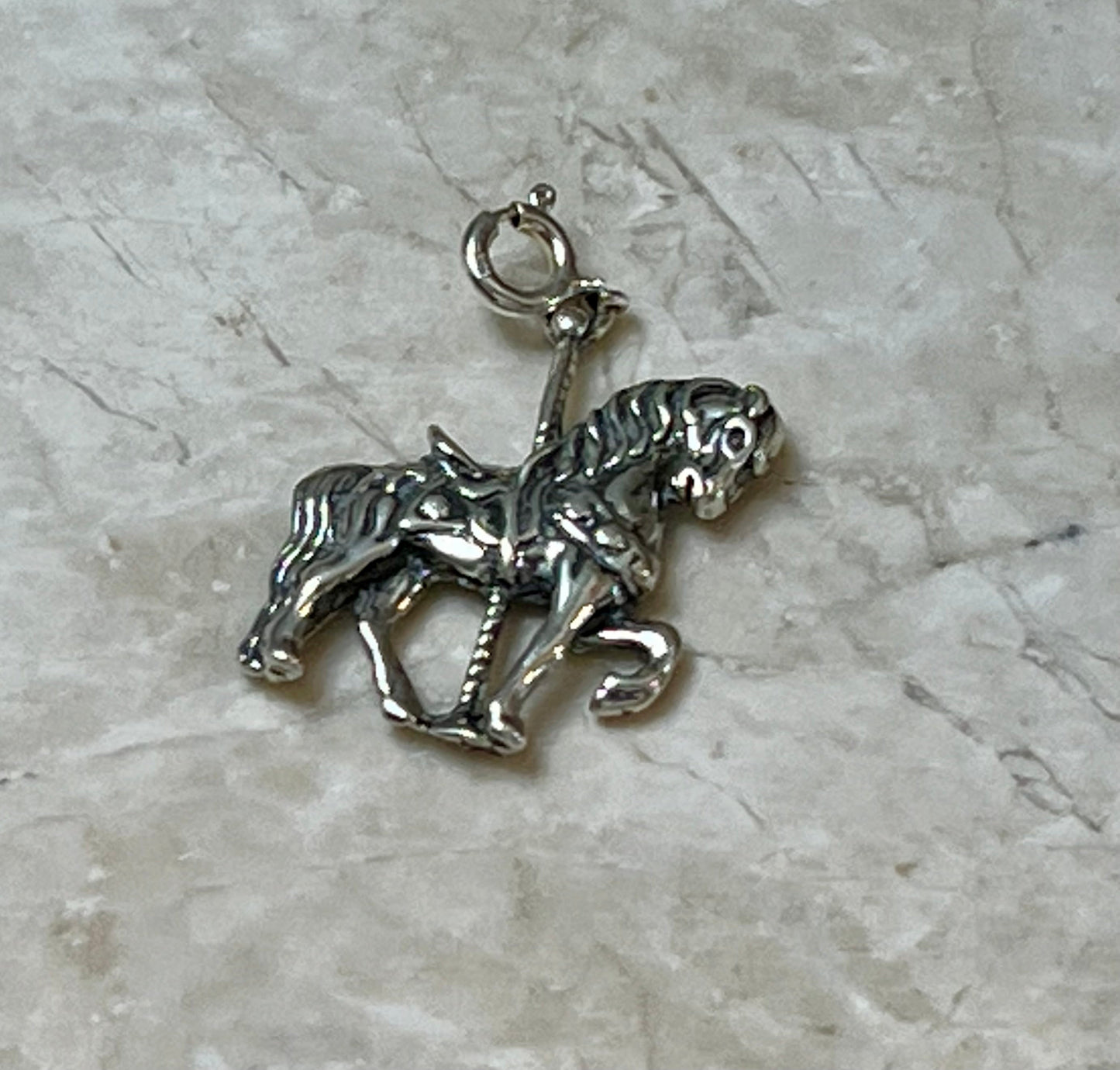 Hand Crafted Sterling Silver Carousel Horse Charm