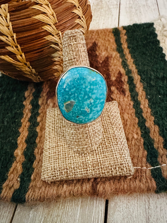 Old Pawn Handcrafted Turquoise & Sterling Silver Adjustable Ring