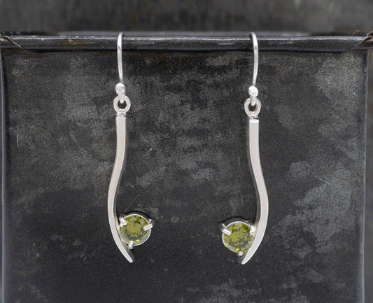 Arc Earrings w/ Green Crystal