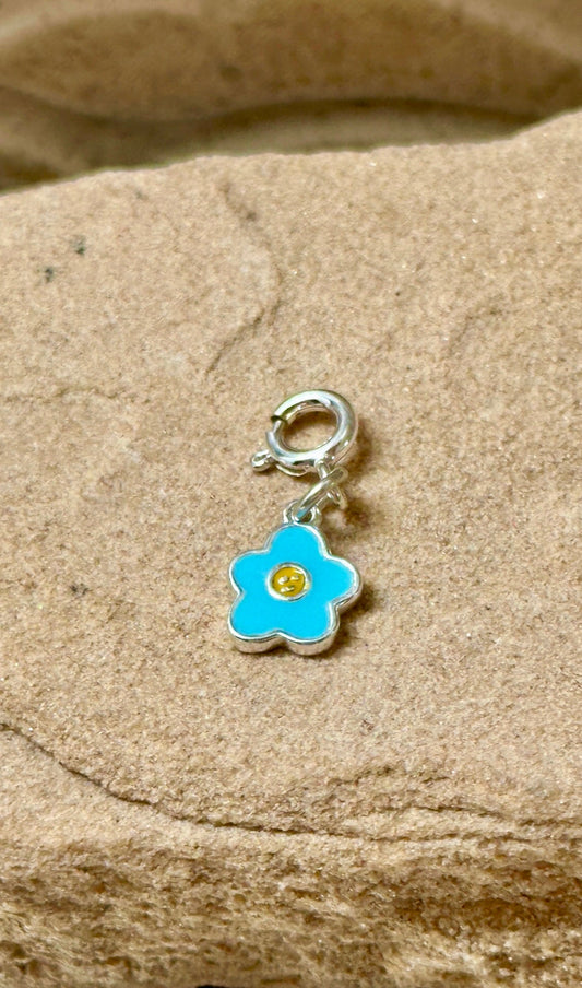 Sterling Silver Blue Flower Charm