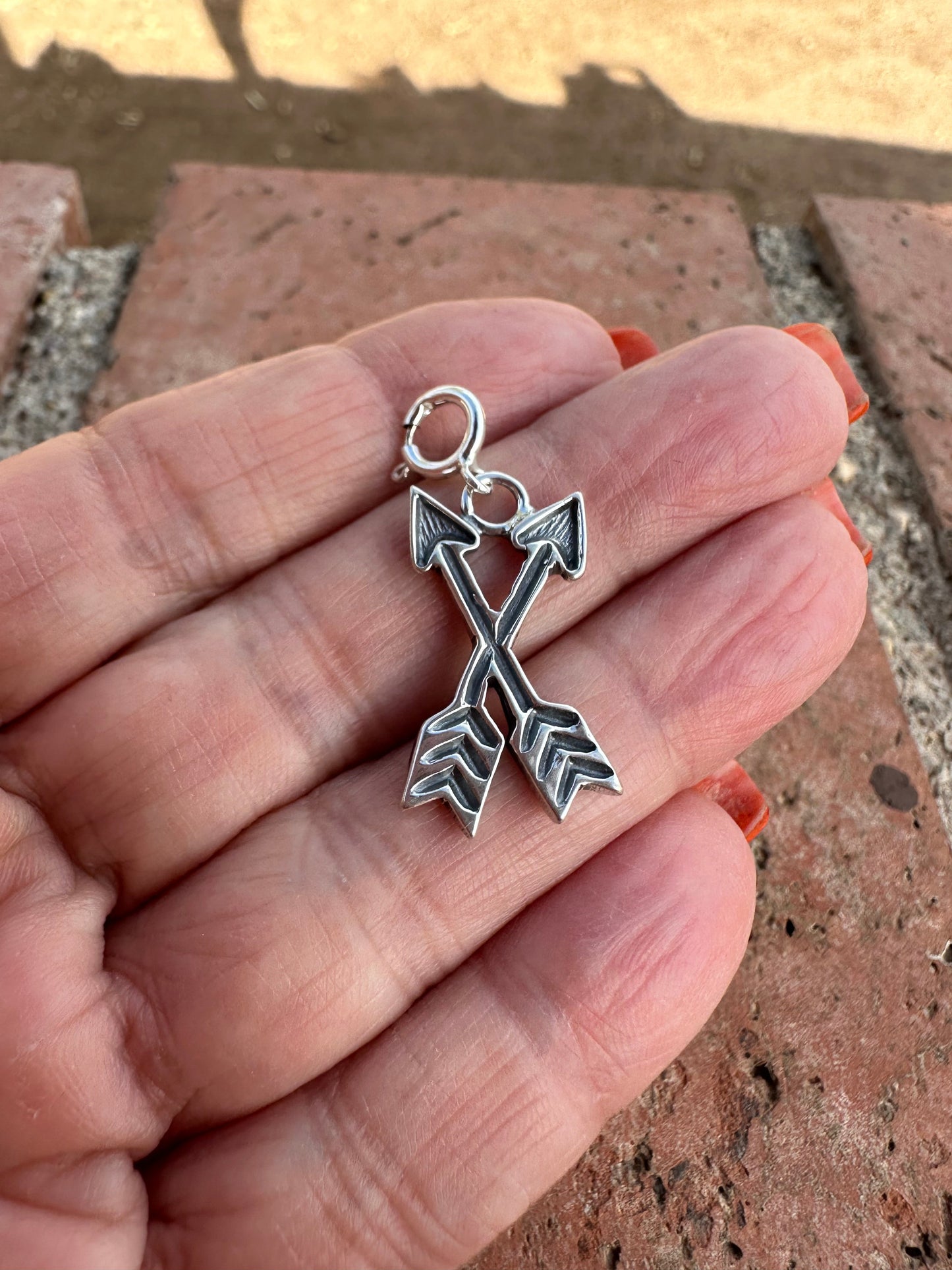 Handcrafted Sterling Silver Double Arrow  Charm