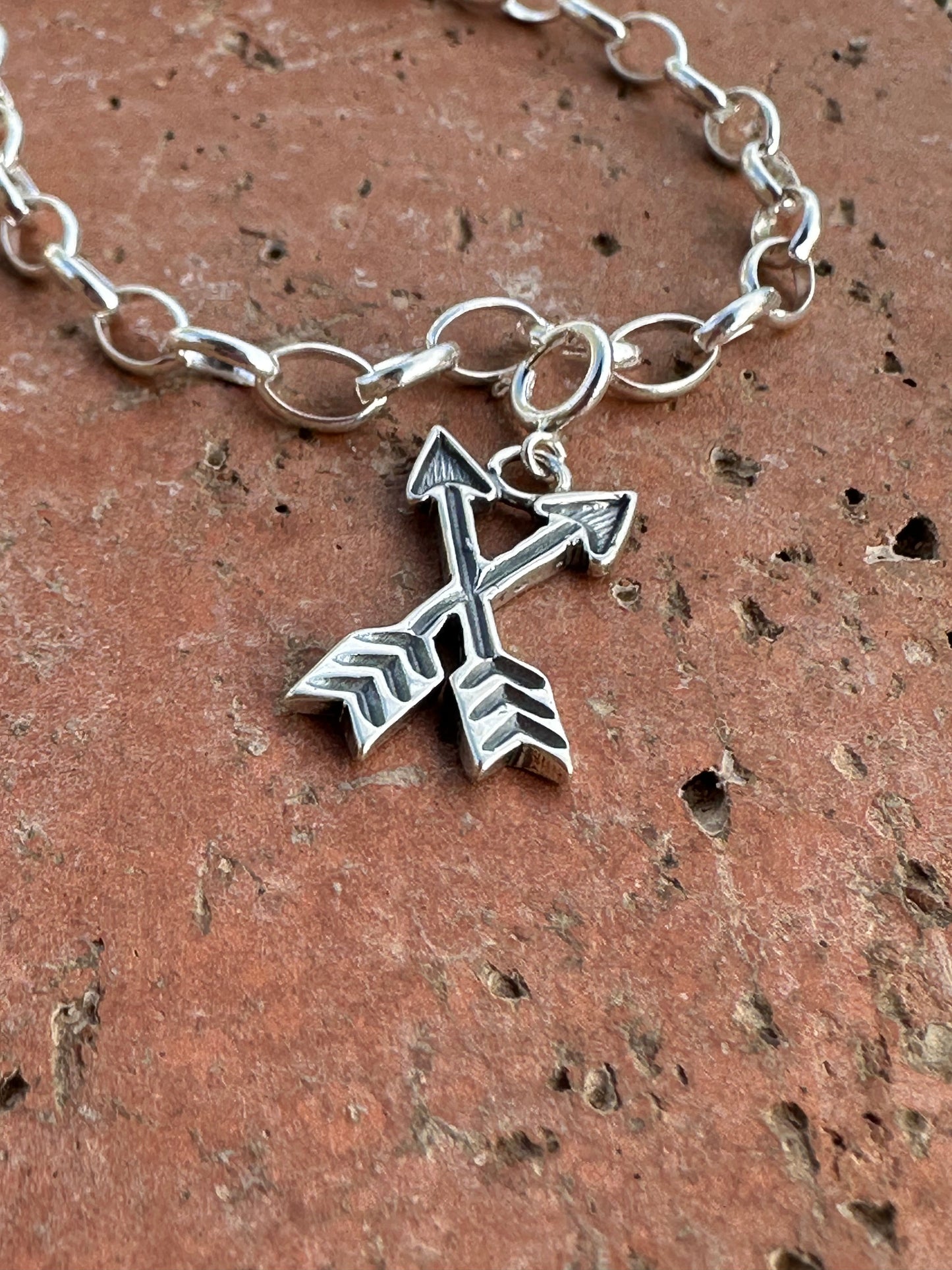 Handcrafted Sterling Silver Double Arrow  Charm