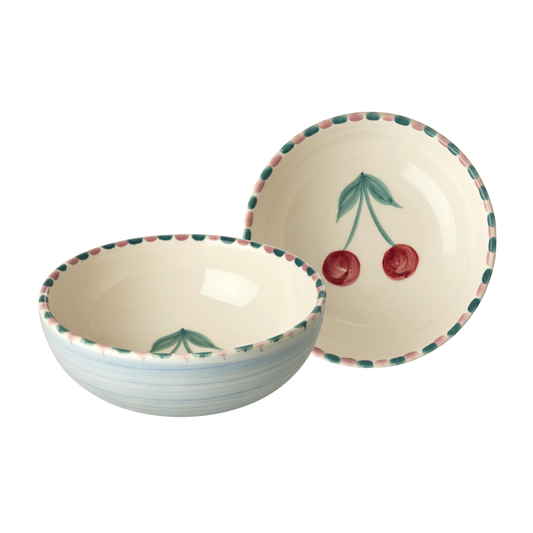 Ceramic Bowl with Hand Painted Cherry - 11.8 oz
