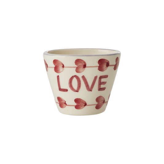 Ceramic Oval Espresso Cup with Hand Painted Love - 2.4 oz