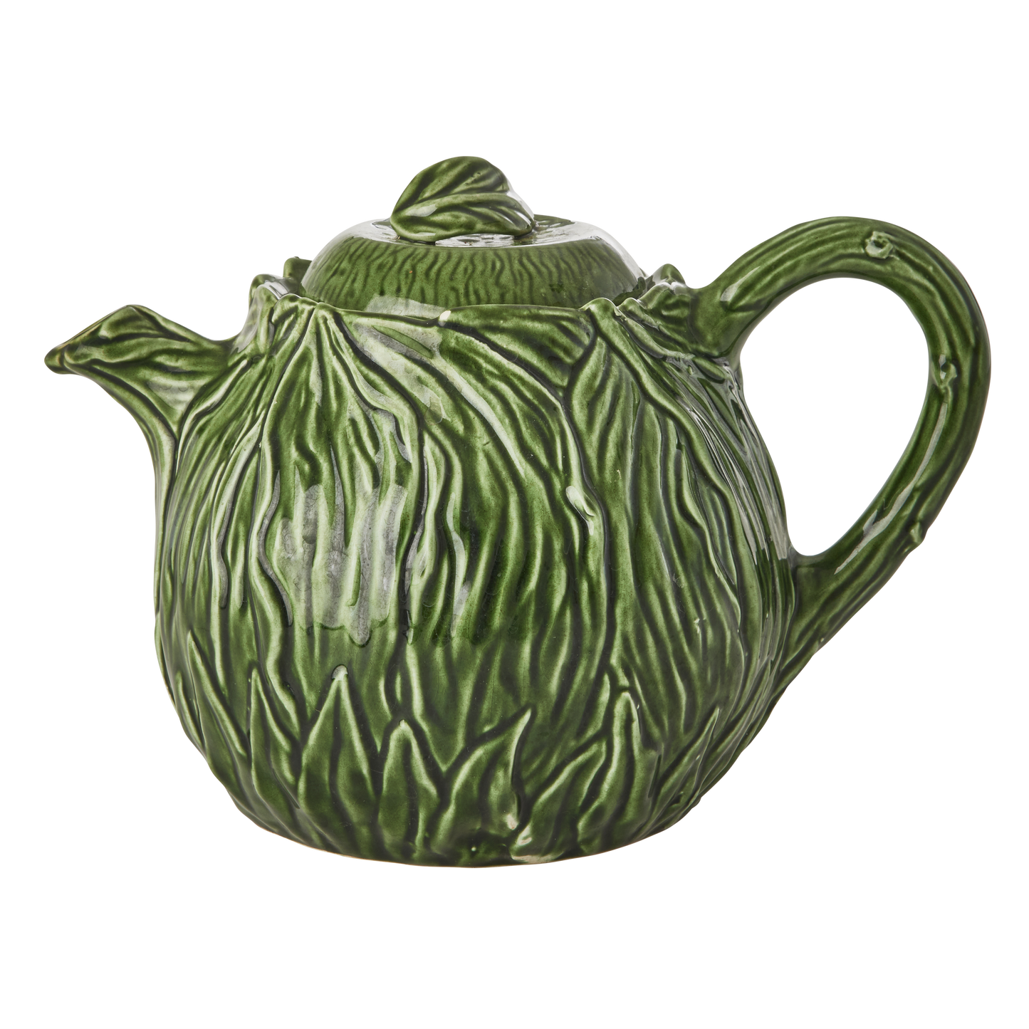Ceramic Teapot with Embossed Kale Design - Hand Painted - 1,6L / 54.1 oz