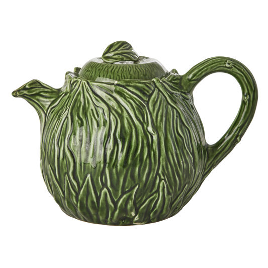 Ceramic Teapot with Embossed Kale Design - Hand Painted - 1,6L / 54.1 oz