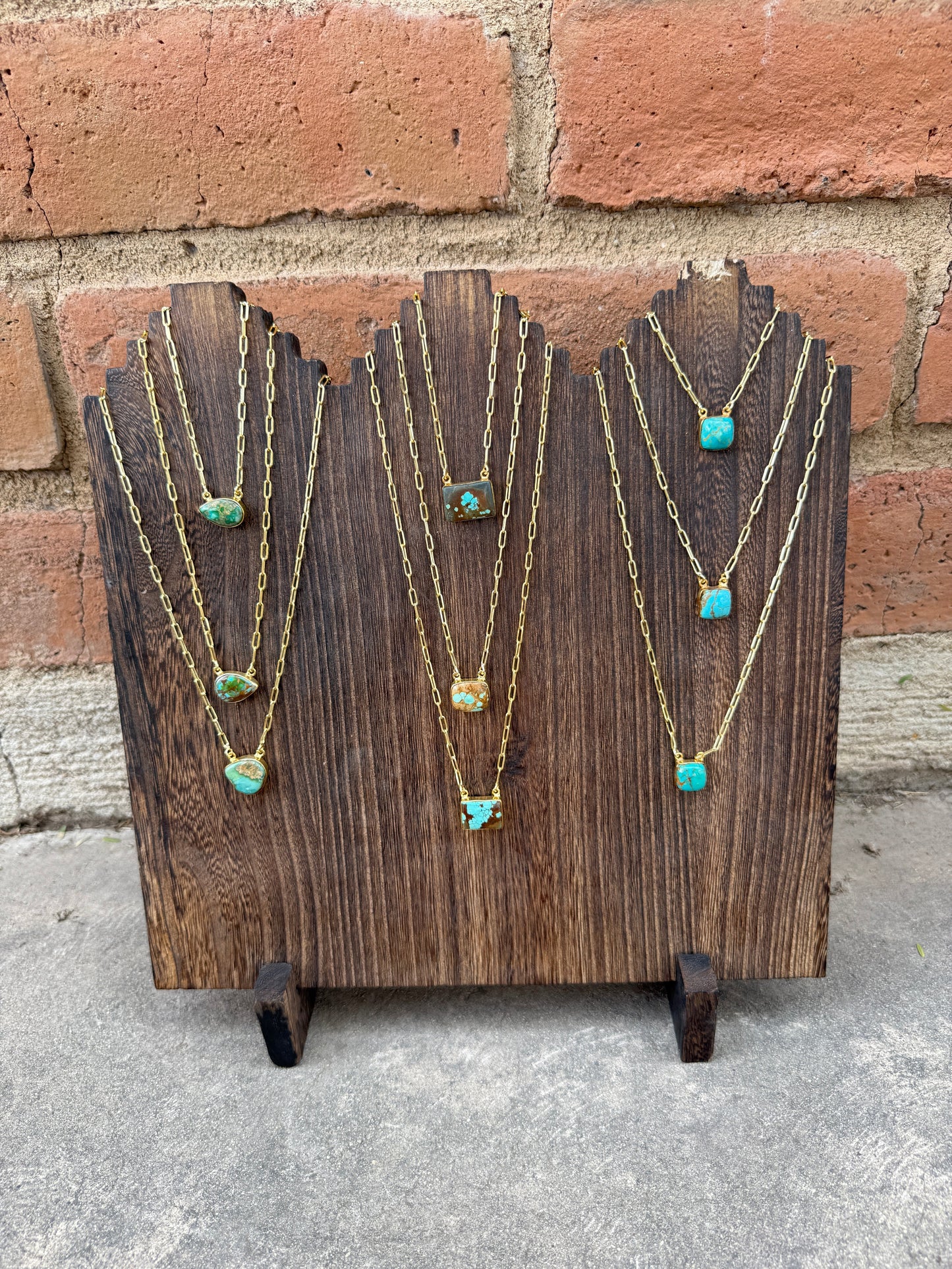 "THE GOLDEN COLLECTION" Handmade Natural Kingman Turquoise, Sonoran Mountain Turquoise, Number 8 Gold Plated Necklace (3)