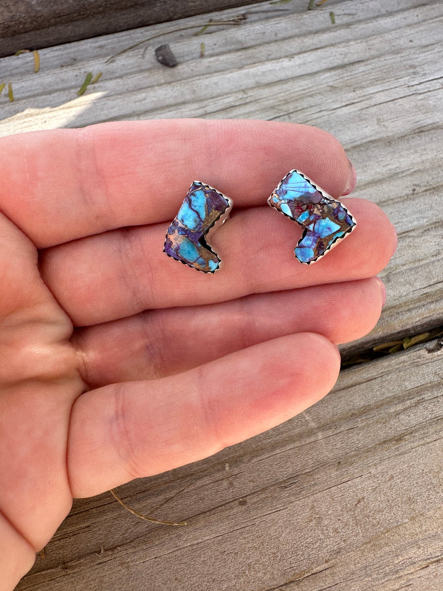 Purple Dream Mojave Sterling Silver Boot Earrings Handmade