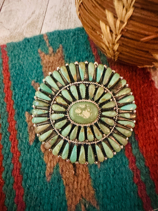 Handcrafted Turquoise & Sterling Silver Cluster Hair Barrette