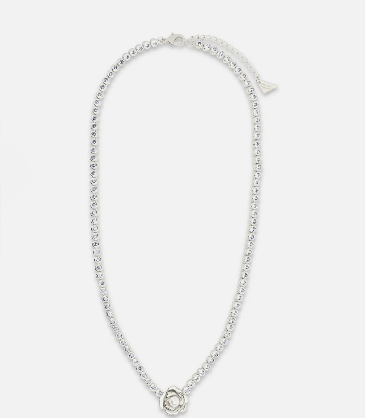 Rosa Pearl Flower CZ Tennis Necklace