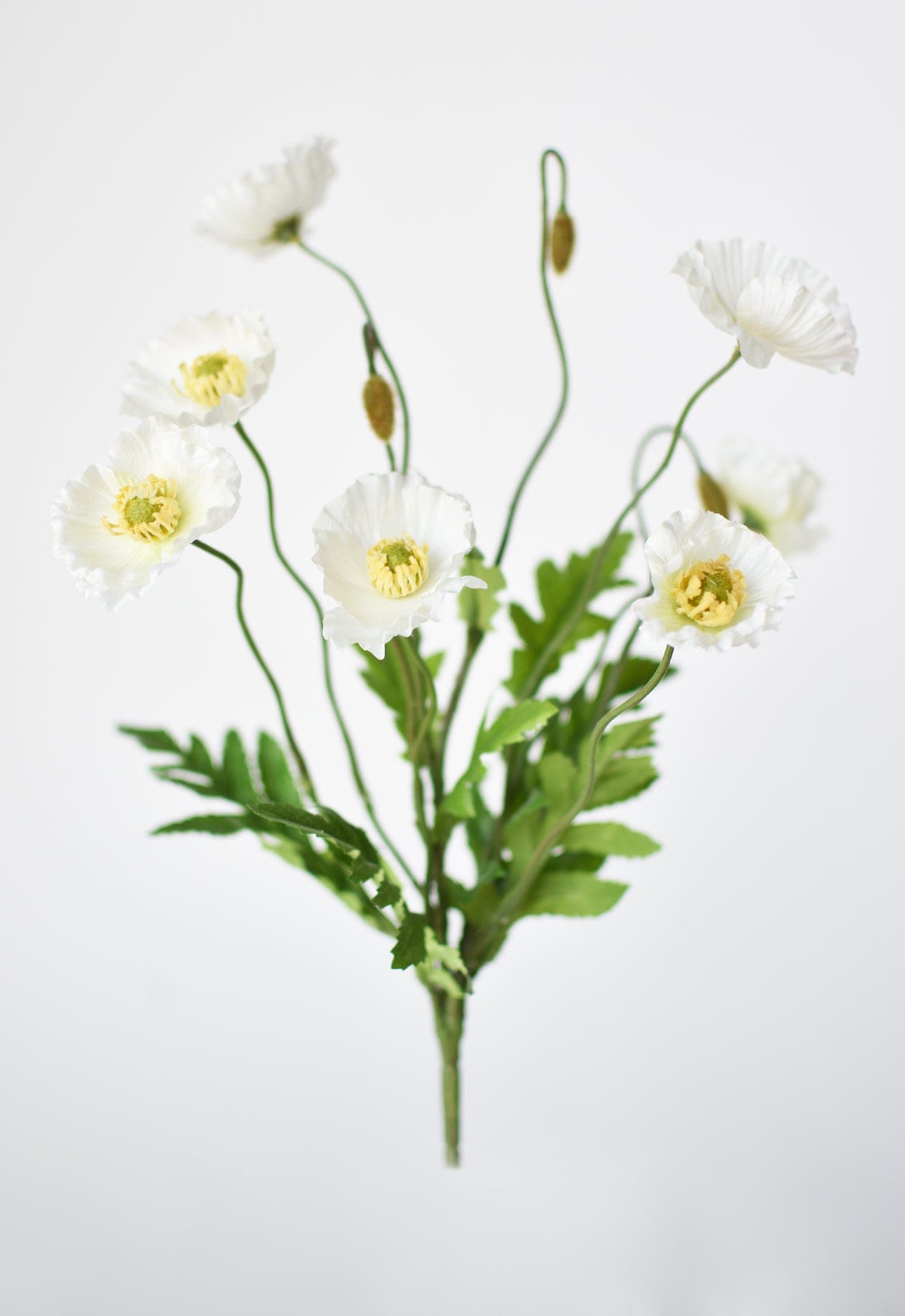 15" Faux Poppy Bush White Bush