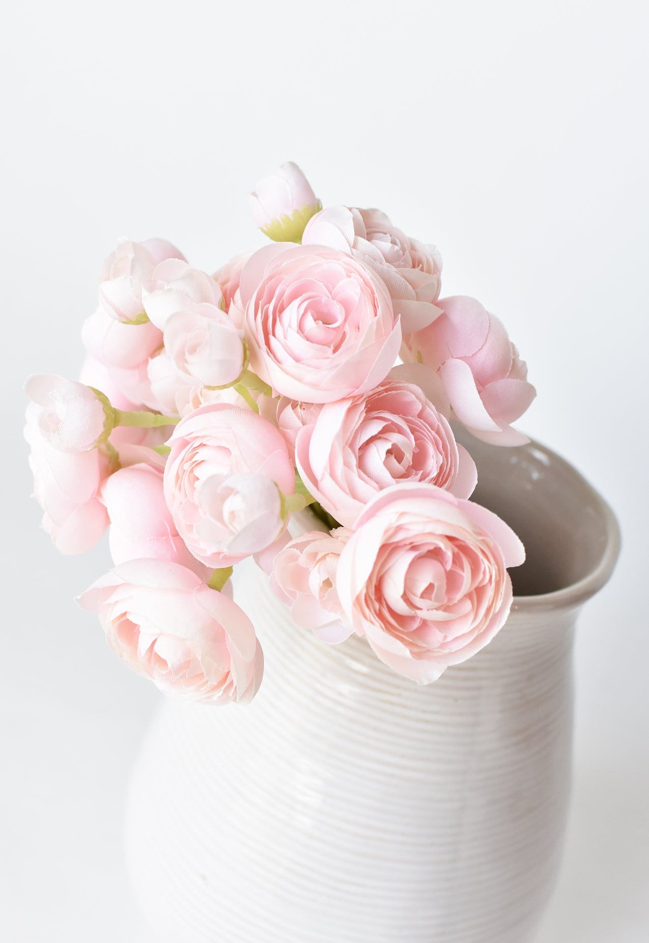 10" Faux  Pale Pink Ranunculus Stem Bundle