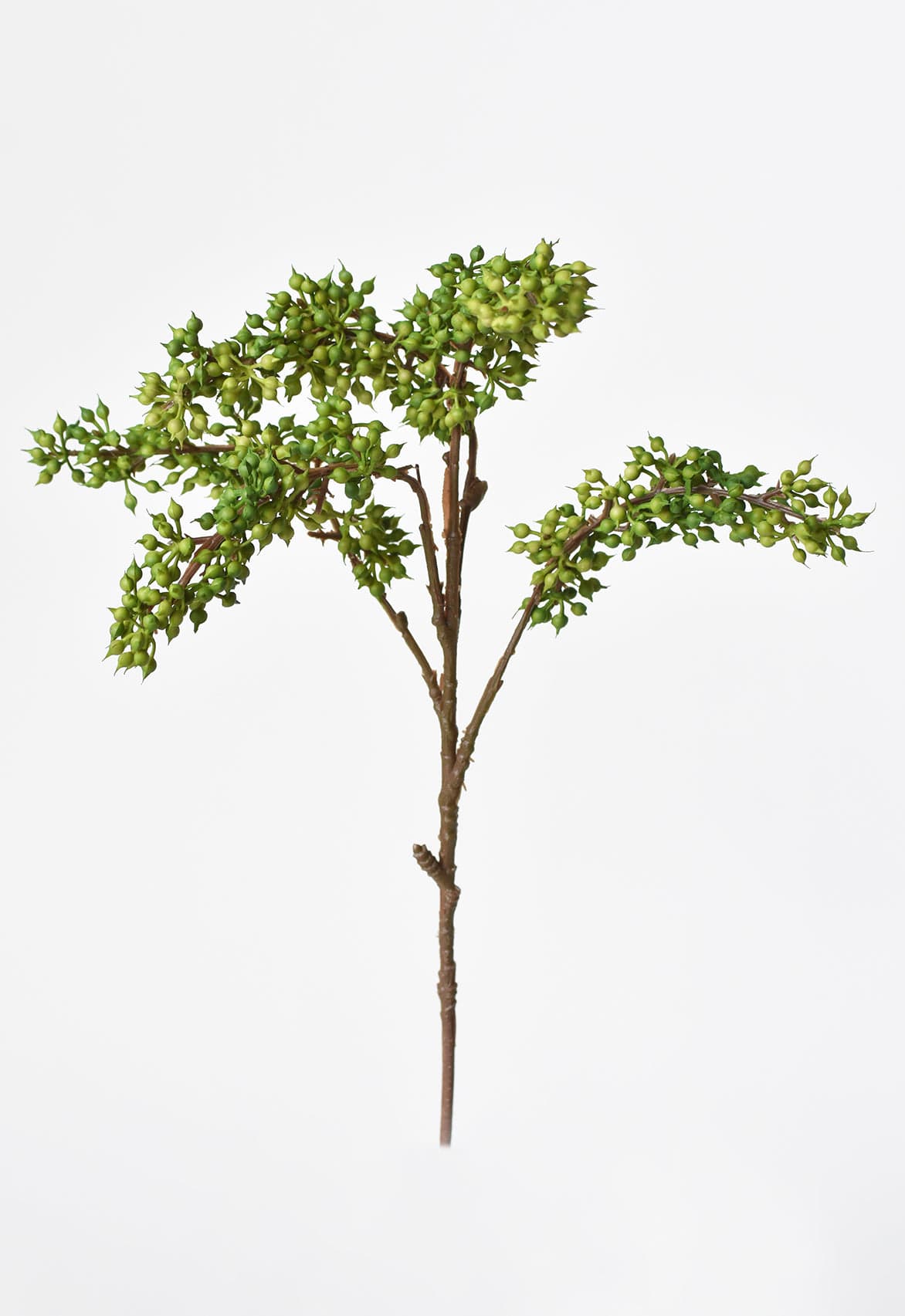 12" Faux Green Sedum Berry Stem