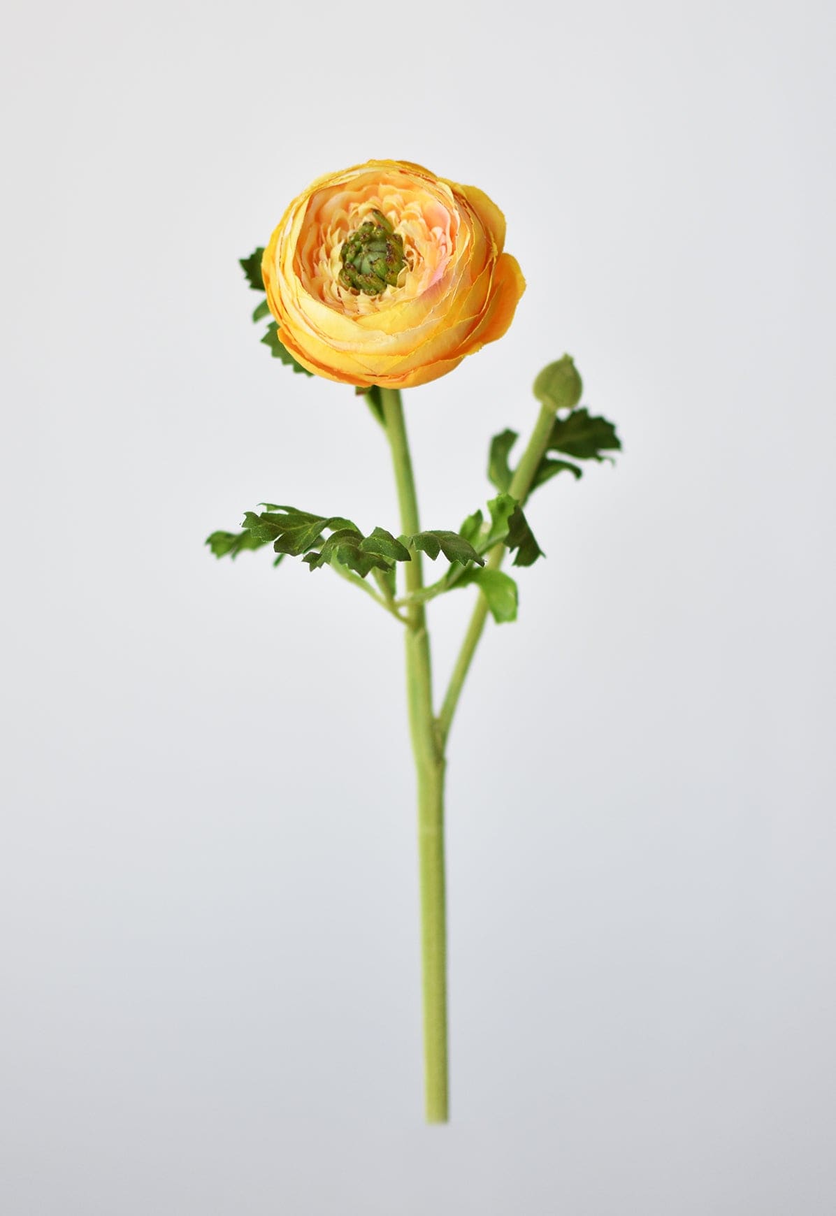 13" Faux Yellow Gold Ranunculus Stem