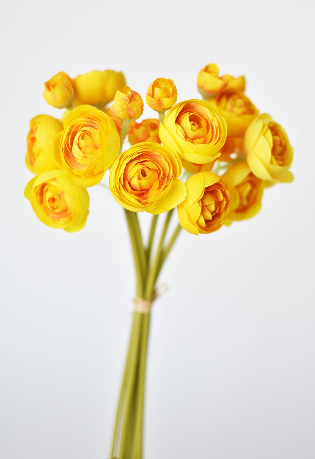 10" Faux Yellow Ranunculus Stem Bundle