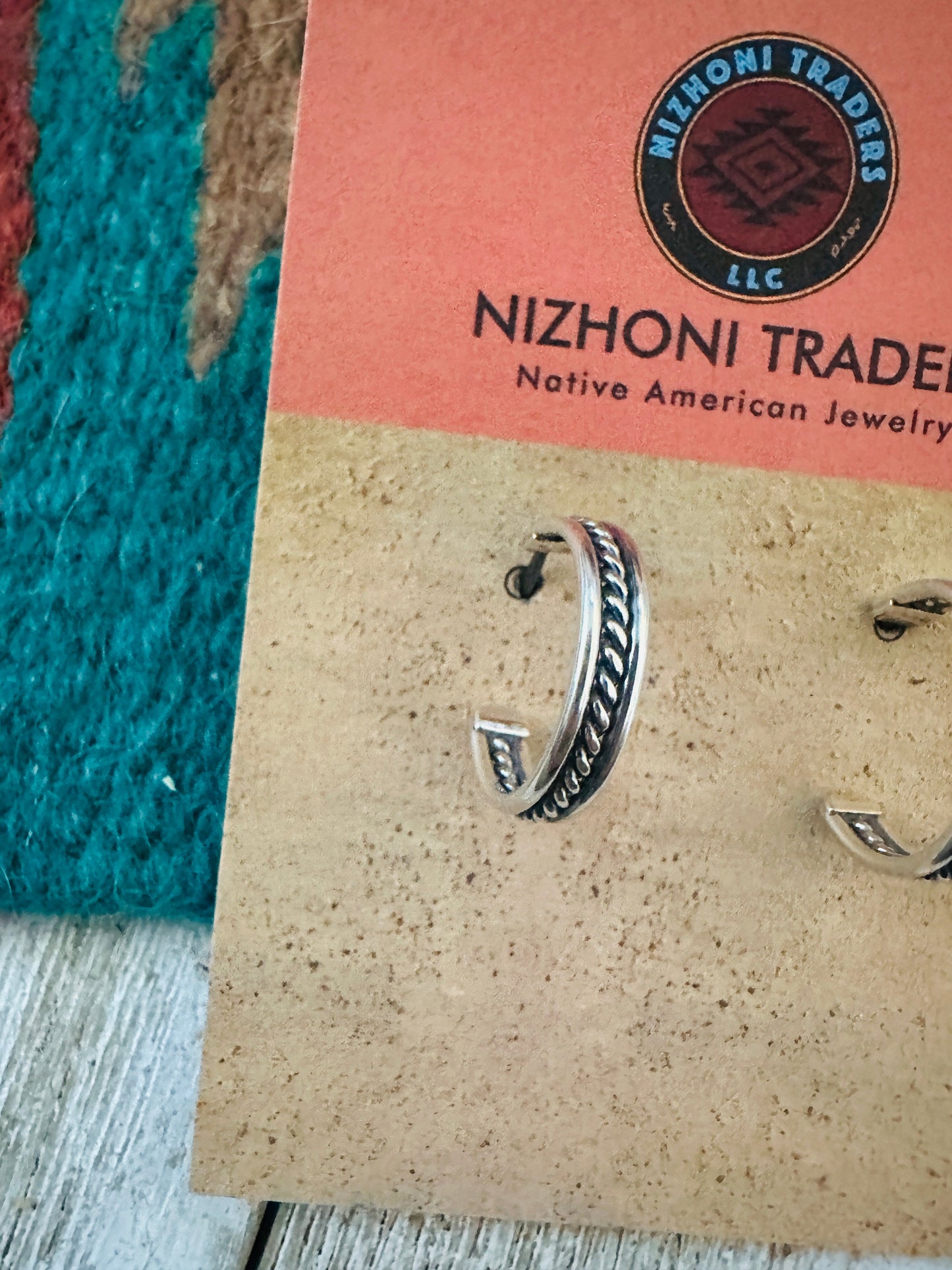 Handcrafted  Hand Stamped Sterling Silver Hoop Earrings