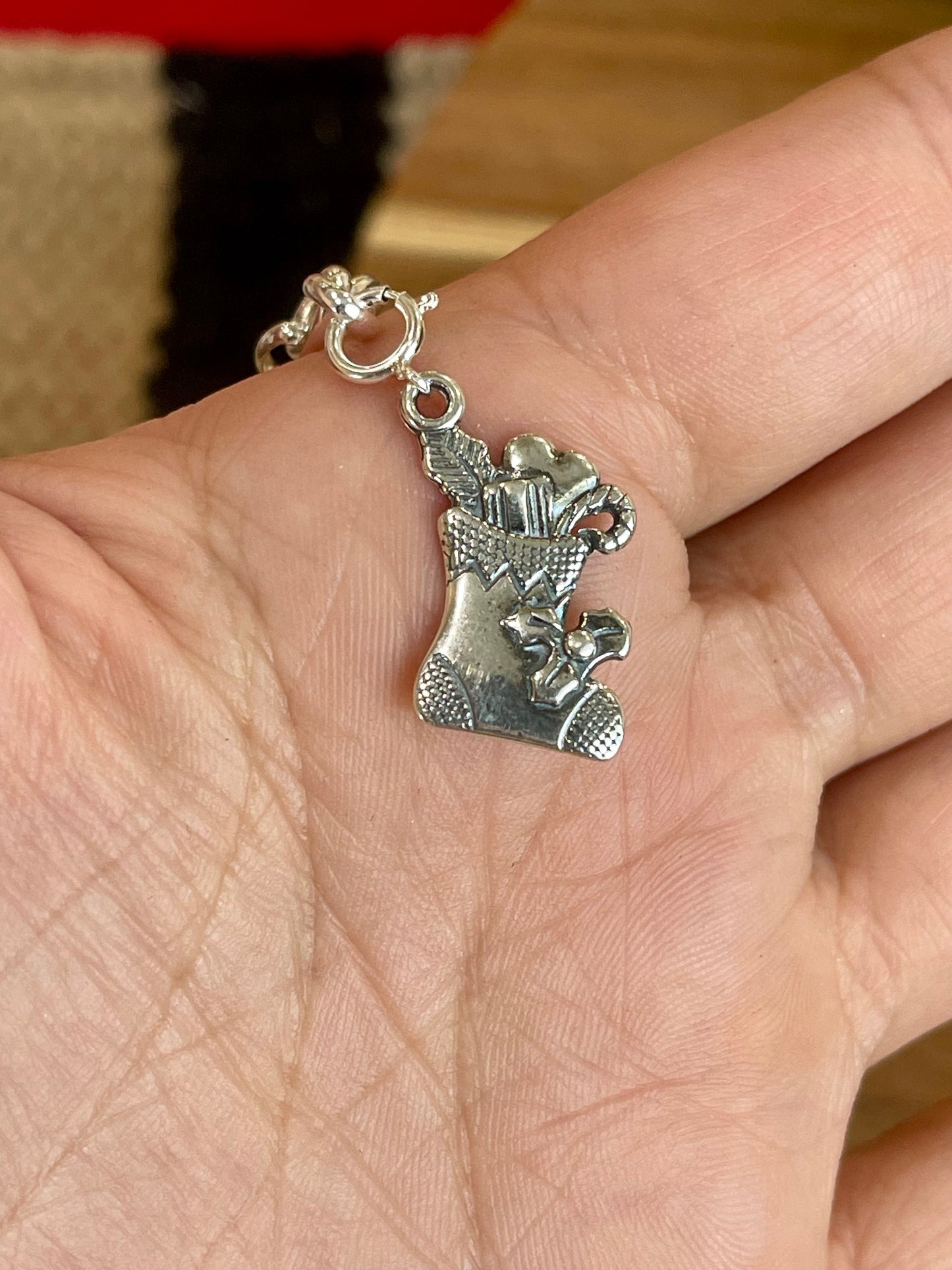 Handcrafted Sterling Silver CHRISTMAS STOCKING Charm