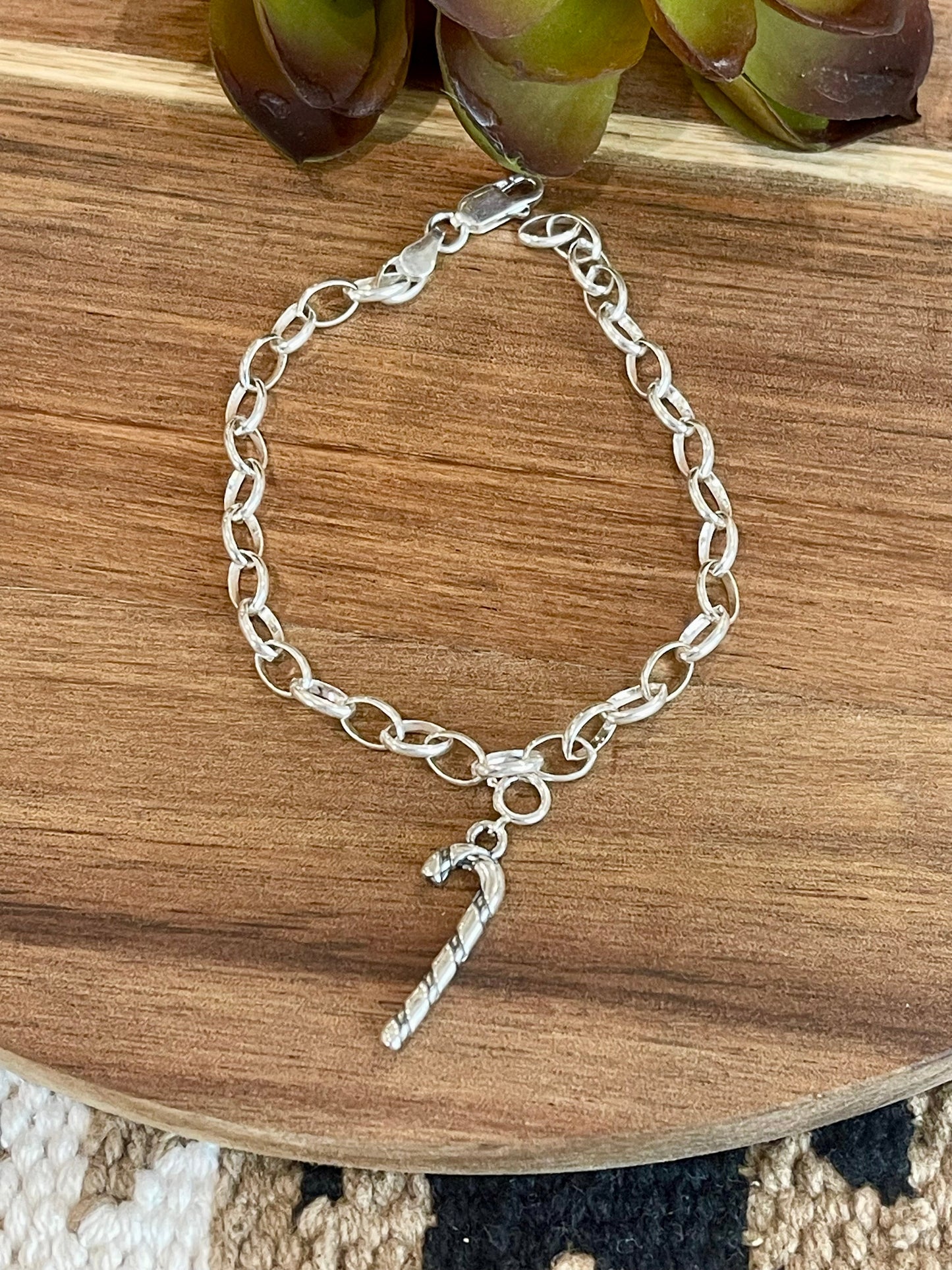 Handcrafted Sterling Silver CHRISTMAS CANDY CANE Charm