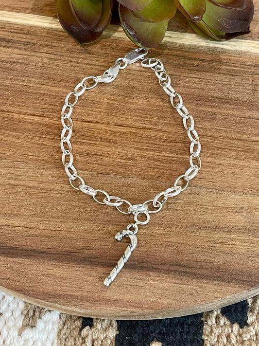 Handcrafted Sterling Silver CHRISTMAS CANDY CANE Charm