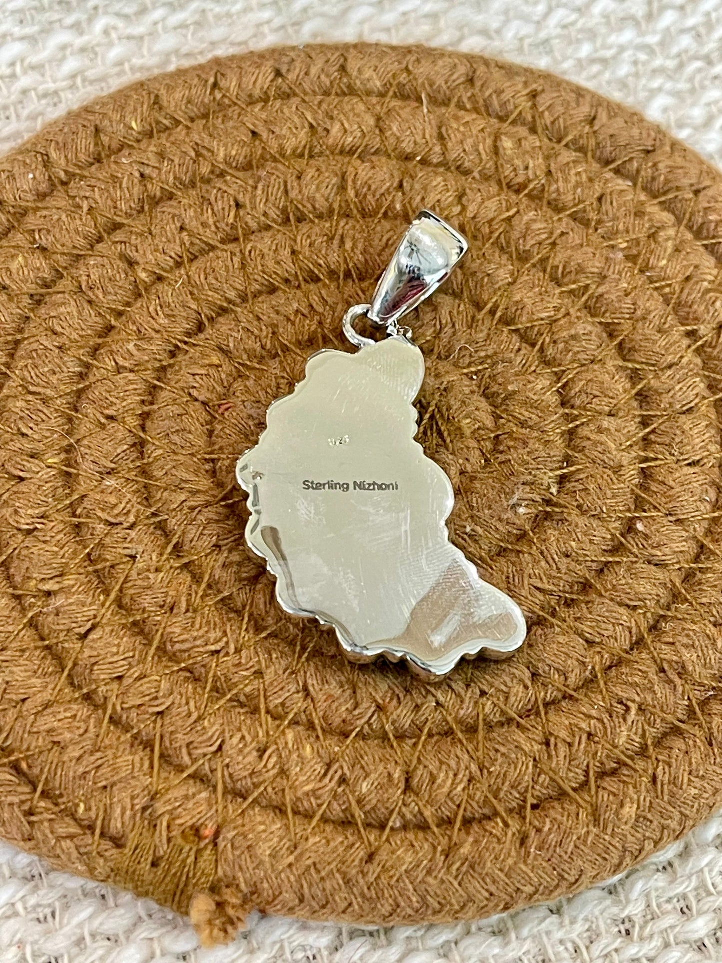 ** 4TH OF JULY ** Handmade Sterling Silver, Lapis & Coral Cluster Pendant with Signed Nizhoni