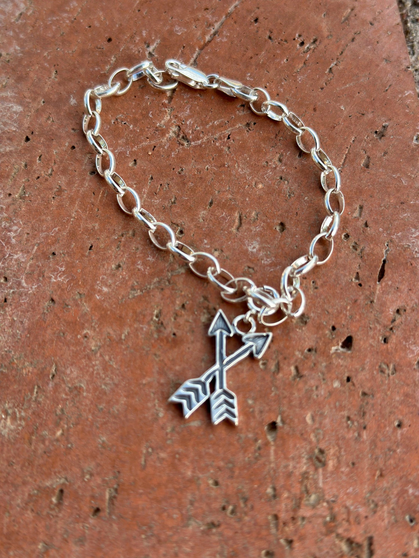 Handcrafted Sterling Silver Double Arrow  Charm