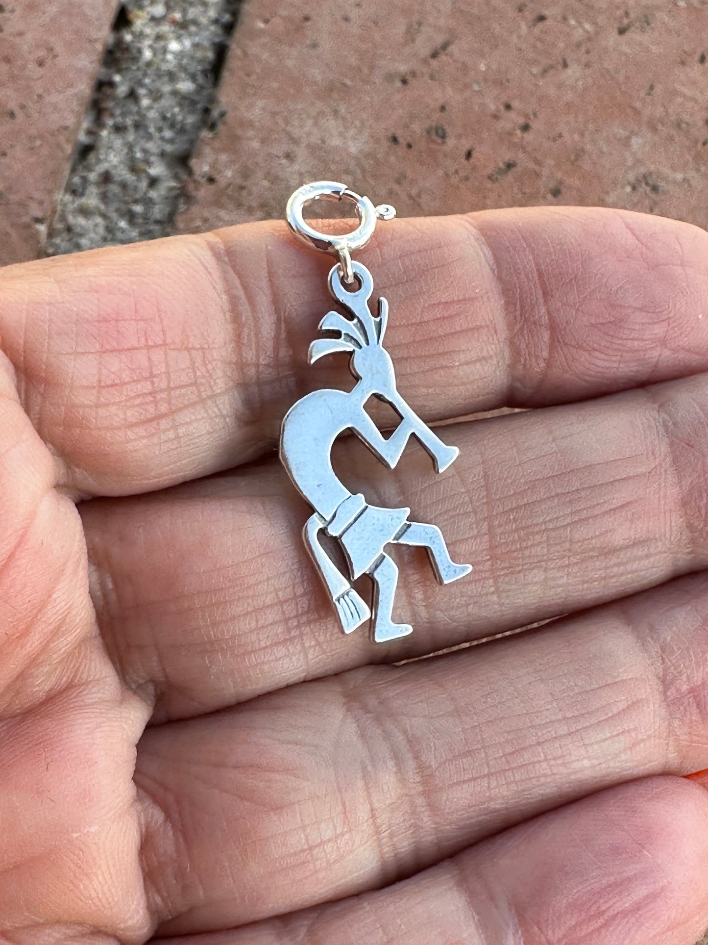 Handcrafted Sterling Silver Flute Dancer  Charm
