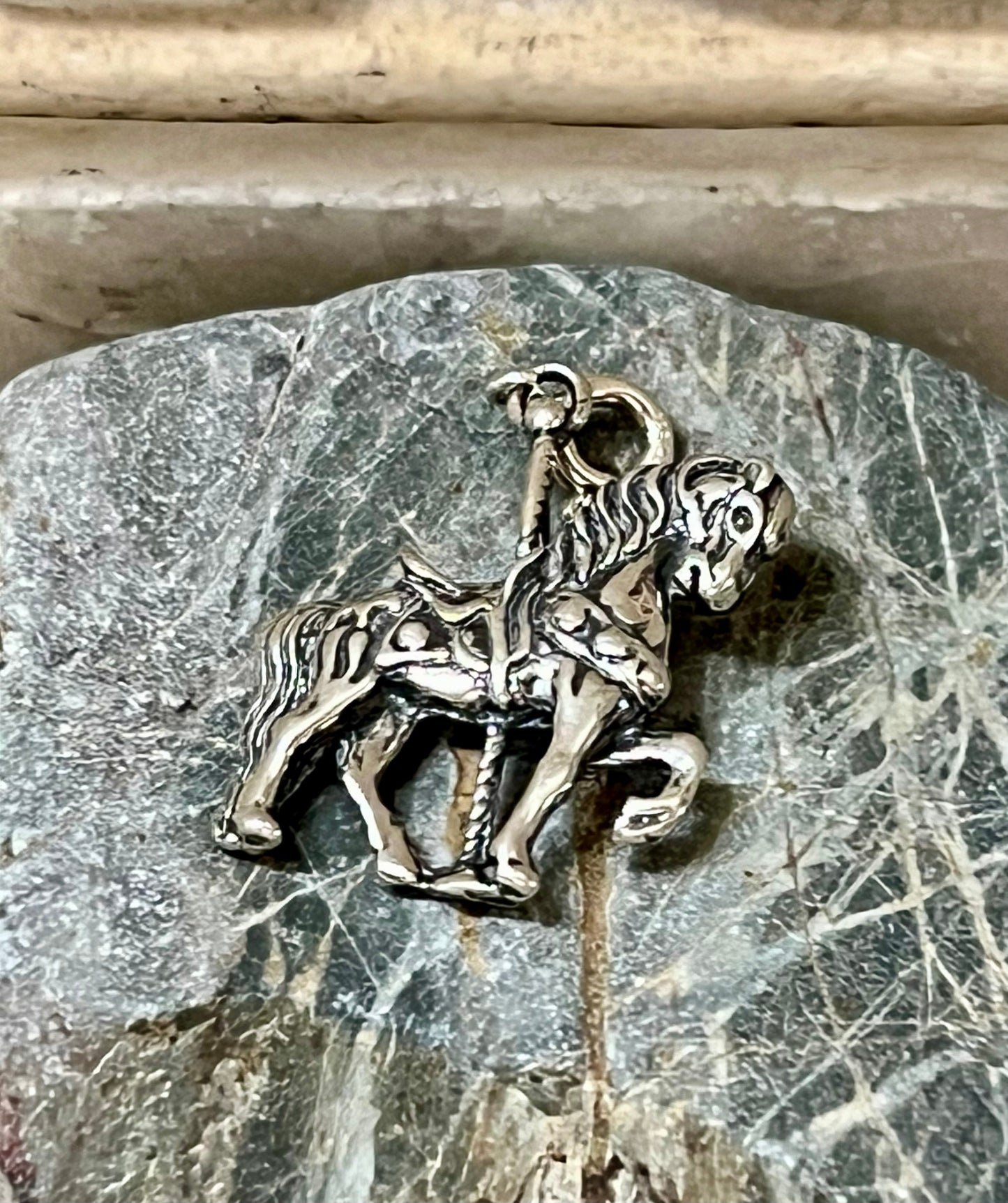 Hand Crafted Sterling Silver Carousel Horse Charm