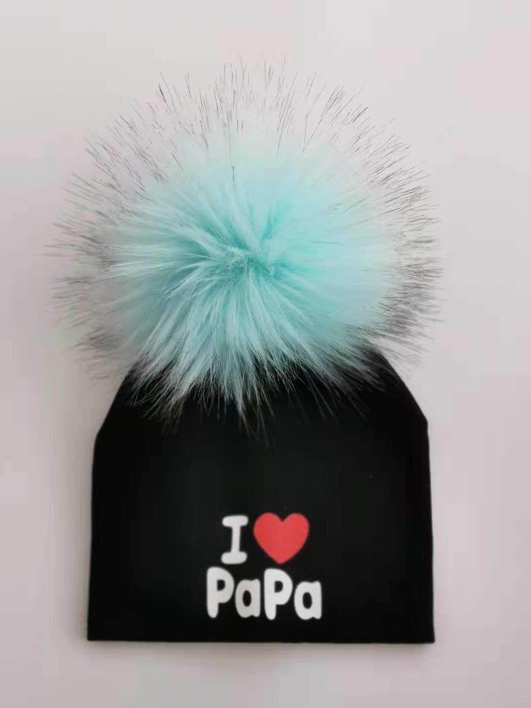 Newborn Cotton Hats Baby Pom Pom Childre Infant Hats For BabY Boys and Girls Wth Printed "I love mama " and " Design