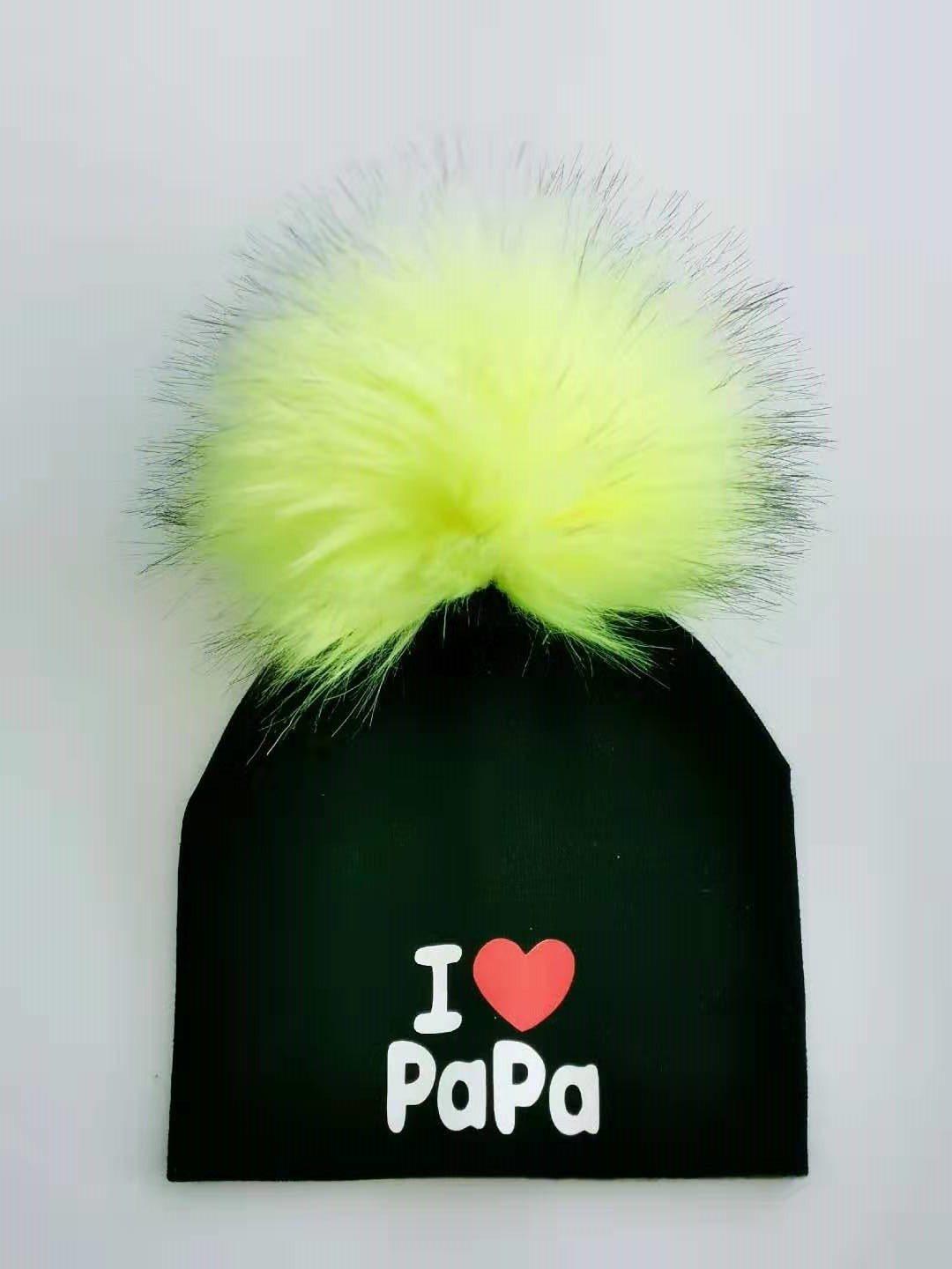 Newborn Cotton Hats Baby Pom Pom Childre Infant Hats For BabY Boys and Girls Wth Printed "I love mama " and " Design