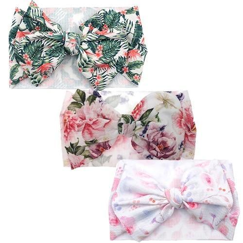 Handmade Luxury 3PCS Baby Accessories Turban Baby Girl Headbands Printed Big Bows Fabric Bow Infant Headwraps bow For Kids