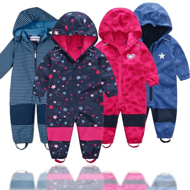 Modern Designer Ski suit For Children Soft Shell Outdoor Jacket Waterproof  Fleece Lining Jumpsuit For Boys and Girls In Modern Colorful Design