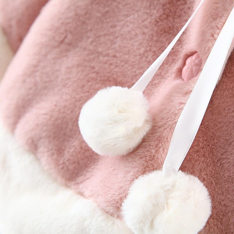 Modern New Christmas Winter LuxuryElegant Cute Elk Cartoon Hooded Soft Coat Cape for Baby Girls