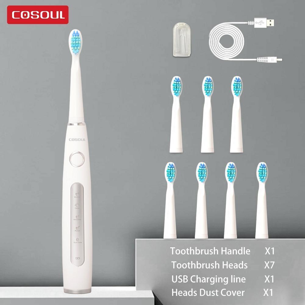 Electric Vibration Toothbrush Sonic Rechargeable Smart Chip Teethbrush Head Replaceable Whitening Healthy Best Gift For Adults And Kids