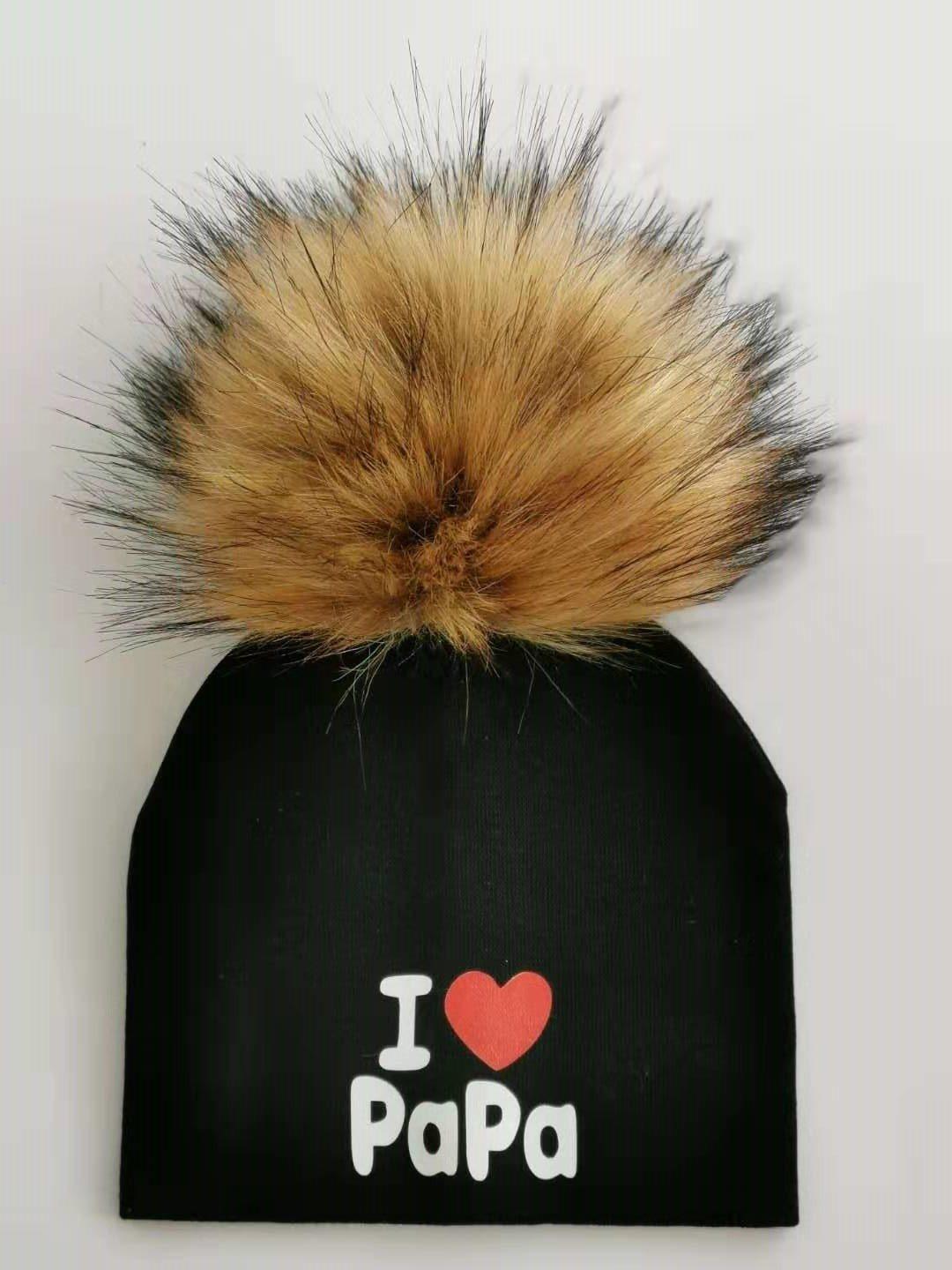 Newborn Cotton Hats Baby Pom Pom Childre Infant Hats For BabY Boys and Girls Wth Printed "I love mama " and " Design