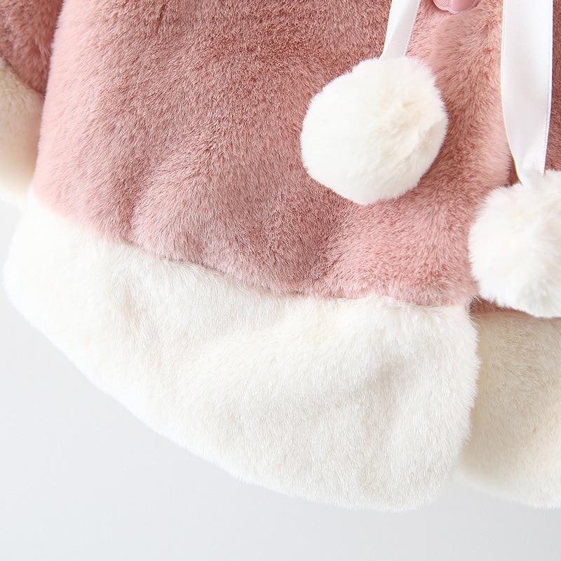 Modern New Christmas Winter LuxuryElegant Cute Elk Cartoon Hooded Soft Coat Cape for Baby Girls